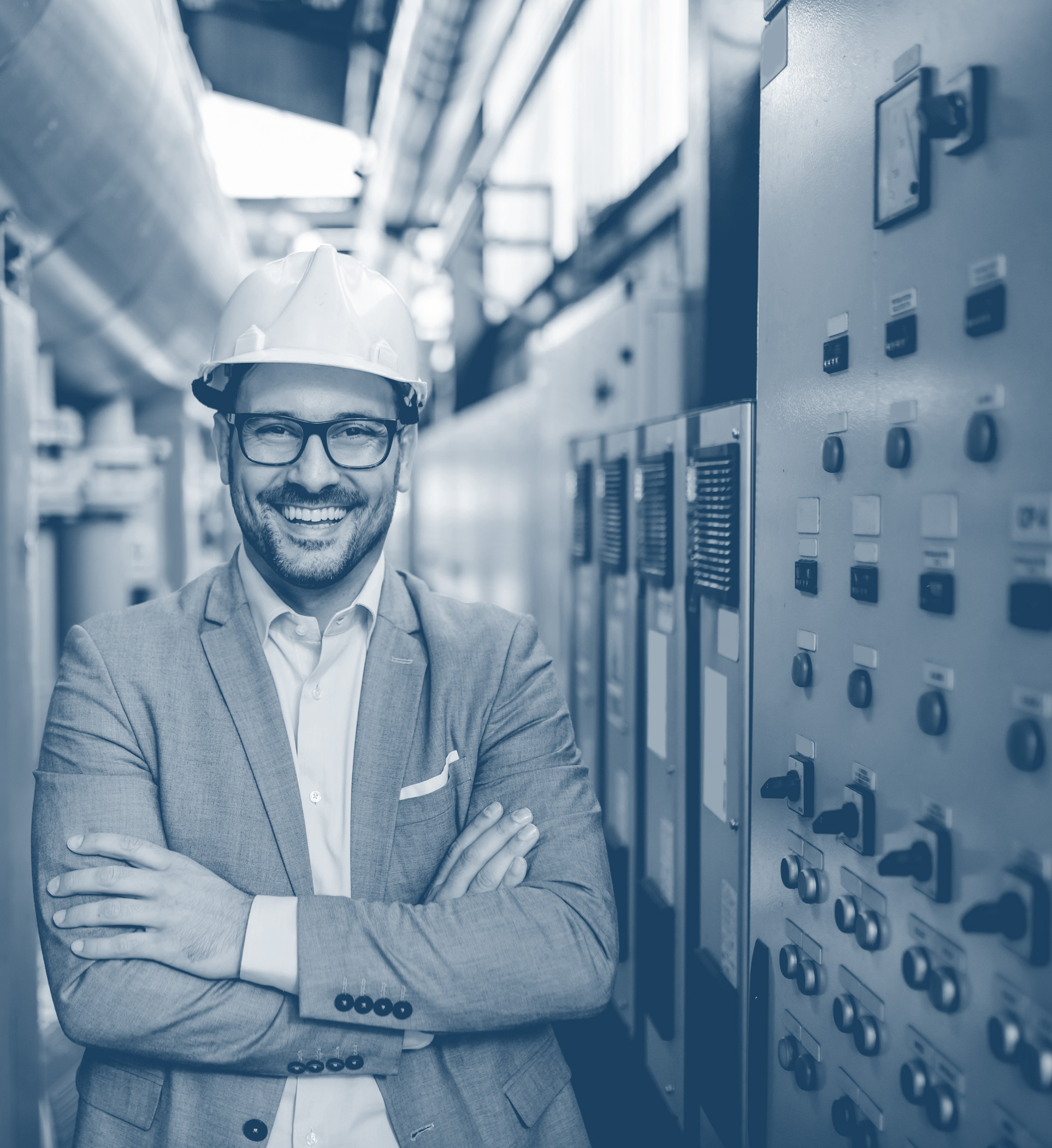 Engineer wearing helmet